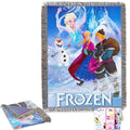 Disney Frozen Woven Throw Blanket Bundle - Anna Elsa Blanket, Bookmark, Tattoos, and More for Kids | Disney Frozen Decoration 48" x 60"