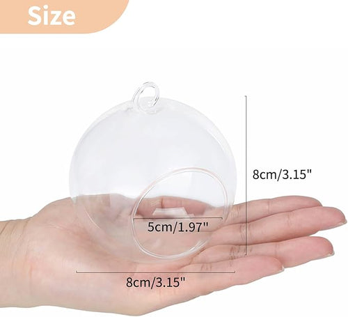 100 Pcs 3.15"/ 8cm Hanging Glass Tealight Holder Globe, Plant Terrariums Glass Orbs, Air Plants Tea Light Candle Holders, Home Decor Outdoor Garden (90 Pcs + 10 Pcs)