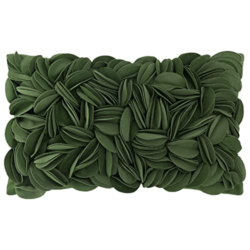 KINGROSE 3D Flower Throw Pillow Cover Solid Decorative Accent Pillow Case Soft Cushion Cover for Sofa Couch Chair Bed 12 x 20 Inches Grass Green - color: Grass Green - Persian Velvet