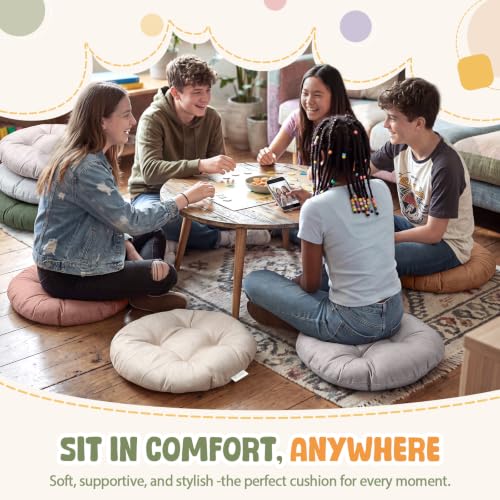 Fumete 8 Pcs 16 Inch Floor Cushions Pillow for Kids Bulk Classroom Round Flexible Seating Floor Cushions for Students Home Daycare School Reading Corner Yoga Meditation Picnic (Earth Tone) - color: Earth Tone