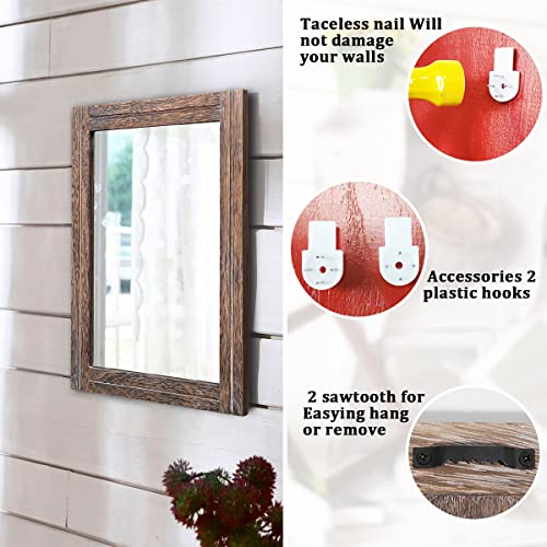AAZZKANG Mirror with Wood Framed Rectangle Rustic Wall Mirrors Decor for Bedroom Bathroom Living Room Entryway - color: Light Tan, size: 16"L x 12"W