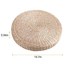 Ejoyous Tatami Seat Cushion, 15.75 x 2.36in Handmade Woven Straw Pouf Floor Seat Cushion Japanese Futon Round Knitted Meditation Pillow Cushion for Home Outdoor Decorative Seat