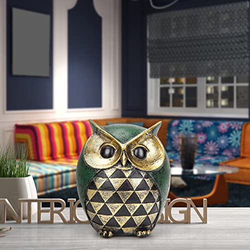 Leekung Owl Statue for Home Decor Accents,Owl Decor for Modern Bathroom Bookshelf Bedroom Mantle Living Room Home Office TV Stand Shelf Boho Decorations,Retro Decor Small Bird Items Gift for Women - color: Green