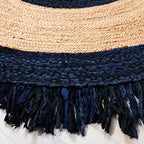 SAFAVIEH Cape Cod Collection 3' Round Navy / Natural CAP701N Handmade Boho Fringe Jute & Cotton Area Rug - color: Navy/Natural, size: 3' (Round)