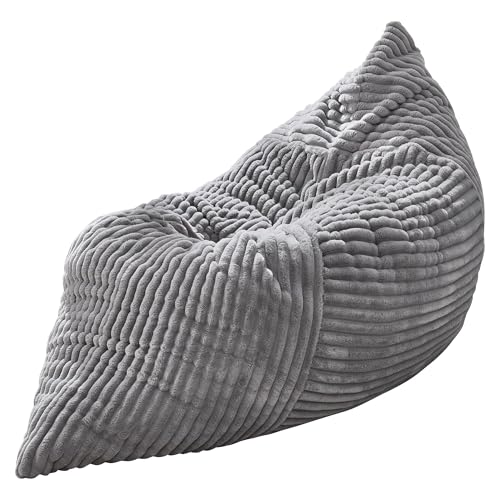 Hobestluk 3 in 1 Bean Bag Chair Giant Bean Bag Chairs Convertible Bean Bag Floor Cushion with Machine Washable Cover, Beanbag Chairs for Adult (Grey) - color: Grey