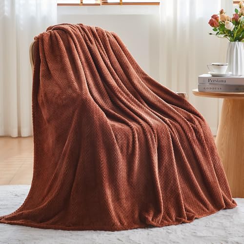 NEWCOSPLAY Super Soft Throw Blanket Coffee Premium Silky Flannel Fleece Leaves Pattern Lightweight Bed Blanket All Season Use (Coffee, Throw(50"x60")) - color: Coffee, size: Throw(50"x60")