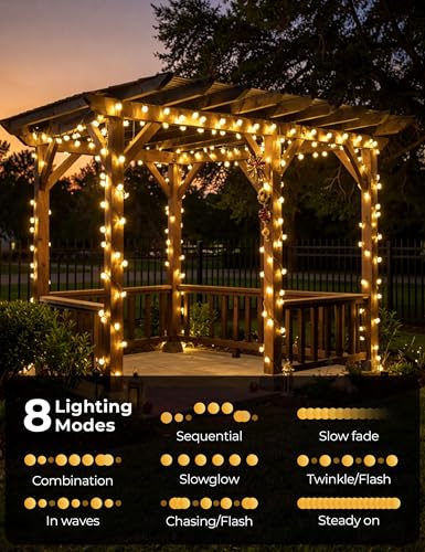 Brightown 50 LED Warm White Solar Flower String Lights Outdoor, IP65 Waterproof Fairy Lights, 8 Modes Solar Christmas Lights Outdoor for Garden Fence Yard Lawn Tree Wedding Party - color: Warm White, size: 1 Pack