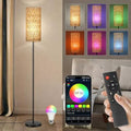 Ruiever Smart Floor Lamp for Living Room,Gaming - Remote, Timer Floor lamp with Remote, APP Control & RGB Standing lamp with Hand-Worked Rattan Shade Bluetooth Bulb Included (Bluetooth Bulb) - style: Bluetooth Bulb