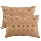 PHF 100% Cotton Waffle Pillow Shams Standard Size, 2 Pack 20" x 26" Soft Skin-Friendly Pillowcases, No Filling, Aesthetic Woven and Breathable Waffle Weave Pillow Case Covers for Bed, Clay - color: Clay, size: 26" x 20" (Pack of 2)