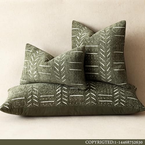 Home Décor Decorative Boho Chenille Throw Pillow Covers Textured Neutral Cushion Covers Soft Farmhouse Body Pillowcase for Couch Sofa Chair Bed Living Room, 14×36 Inch, 1 Piece, Olive Green - color: Olive Green, size: 36" x 14" (Pack of 1)