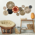 Tatuo 11 Pcs Boho Wall Basket Decor Bulrush Woven Wall Hanging Art Round Farmhouse Rustic Handmade Wicker for Summer Home, Bedroom, Living Room, Kitchen Decorations, Multi Sizes(Dark) - style: Dark
