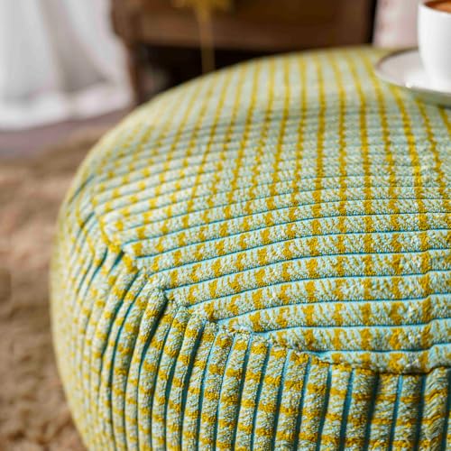 SUTAVIA Pouf Ottoman Cover Unstuffed Pouf Seat Decorative Soft Storage Bean Bag 20x20x8 Inches Floor Footrest for Living Room Bedroom (Blue Green, Round) - color: Blue Green