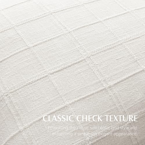 Foindtower Set of 1 Decorative Linen Check Throw Pillow Cover Neutral Farmhouse Vintage Cushion Cover Modern Boho Home Decor for Sofa Chair Couch Bedroom Living Room Outdoor,16×16 Inch,Cream White - color: White, size: 16" x 16" (Pack of 1)