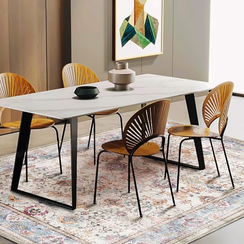 CHAMPLANT Washable 10'x14' Area Rug Vintage Traditional Distressed Indoor Foldable Thin Retro Accent Floral Non Slip Carpet Living Room Dining Room Office - color: Cyan and Purple, size: 10' x 14' (Rectangular)