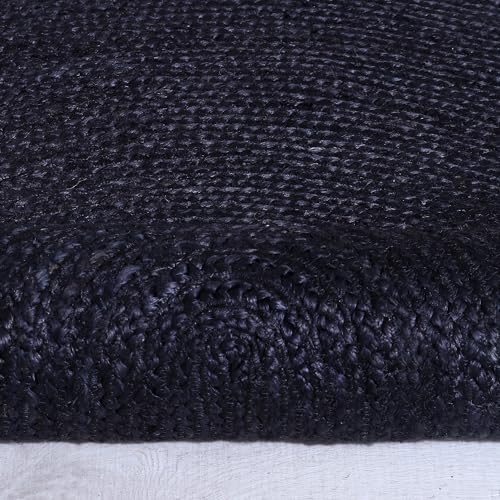 Super Area Rugs Farmhouse Jute Braided Rug - Reversible Natural Fiber- Eco Friendly Rug for Living Room - Kitchen - Entryway Hand Woven, Black, Rectangle 3' X 5' - color: Black, size: 3' x 5' (Rectangular)