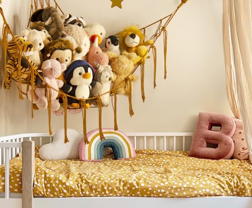 mirolam Stuffed Animal Hammock-Large Stuffed Animal Net For Toys Corner-Hanging Stuff Animal Toy Storage Organizer For Plush Plushie Display Caramel Toy Storage Girl Room Bedroom Boho Nursery Decor - color: Caramel, size: Standard(41.5"L x 55.2"W x 41.5"H