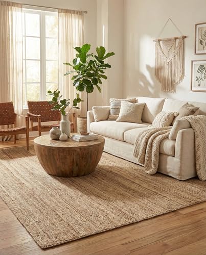 Rugs.com Hand Braided Jute Rug – 9' x 12' Natural Flatweave Rug Perfect for Living Rooms, Large Dining Rooms, Open Floorplans - size: 9' x 12' (Rectangular)