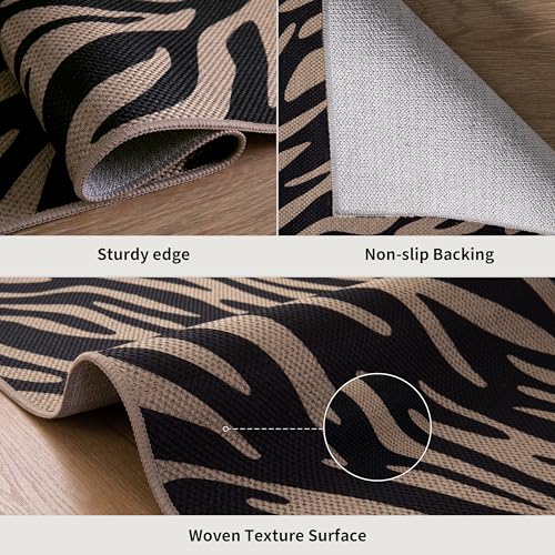 Tangsoo Easy Jute 2x3 Outdoor Washable Rug for Entryway,Neutral Non-Slip Rugs Modern Small Throw Mats Black Zebra Pattern Indoor Entrance Carpet for Entry Kitchen Foyer Front Porch - color: Black Zebra Pattern, size: 2x3ft