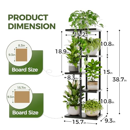 Bamworld Plant Stand Indoor, Corner 5 Tier Metal Plant Shelf for Multiple Plants, Tiered Flower Pot Stands for Patio Garden Balcony Living Room Bedroom, Black - color: Black, size: 5 Tier
