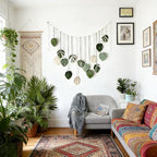 M MANUAL Macrame Leaves Wall Hanging 47.3x29.5Inch Large Chic Feather Boho Macrame Wall Decor Leaf Hanging Photo Display Handmade Woven Wall Art 16pcs Leaf Tapestry - Green - size: Green - 47.3*29.5in