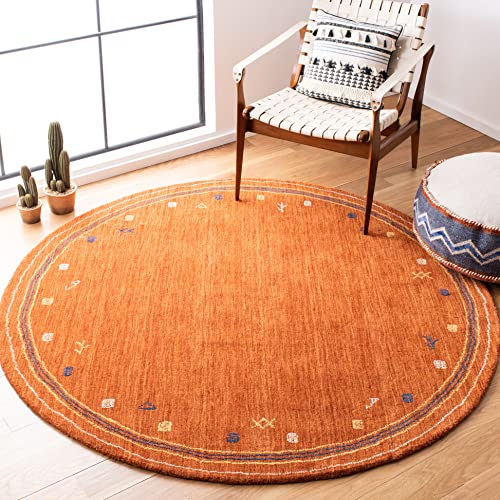 SAFAVIEH Himalaya Collection 6' Round Rust HIM563P Handmade Premium Wool Area Rug - color: Rust, size: 6' (Round)