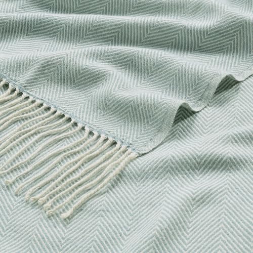 BOURINA Herringbone Throw Blanket,Soft Lightweight Cozy Throw for Bed Couch Decorative Blanket, Aqua 50" x 60" - color: Aqua, size: 50"x60"
