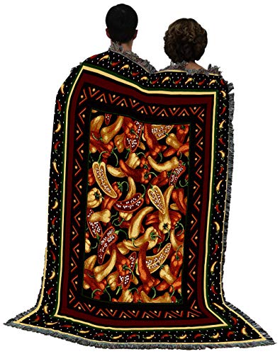 Pure Country Weavers Chili Peppers Blanket by Elena Vladykina - Garden Floral Gift Tapestry Throw Woven from Cotton - Made in the USA (72x54) - color: Chili Peppers