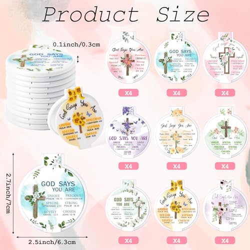 Y1tvei Christian Gifts Compact Mirror - 36Pcs Flower Cross God Say You Are Bible Verse Folding Compact Mirrors Inspirational Small Portable Pocket Makeup Mirror for Purse Church Party Favors for Women - color: White-cross