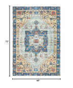 SAFAVIEH Saffron Collection Accent Rug - 4' x 6', Turquoise & Navy, Handmade Boho Chic Distressed Cotton, Ideal for High Traffic Areas in Entryway, Living Room, Bedroom (SFN540K) - size: 4' x 6' (Rectangular)