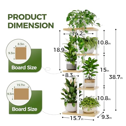 Bamworld Corner Plant Stand Indoor 5 Tier white Plant Shelf for Multiple Plants, Tiered Flower Pot Stands for Patio Garden Balcony Living Room Bedroom, White - color: White, size: 5 Tier
