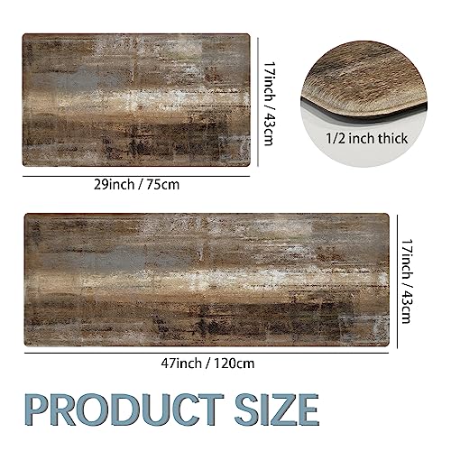 MAYHMYO Anti Fatigue Kitchen Mat - Set of 2 - Taupe Abstract Art Comfort Mats - Cushioned, Non Slip Floor Mat,17.3 x 29 x 0.4 inch + 17.3 x 47 x 0.4 inch - color: Taupe, size: 29"L X 17.3"W X 0.4"Th + 47"L X 17.3"W X 0.4"Th