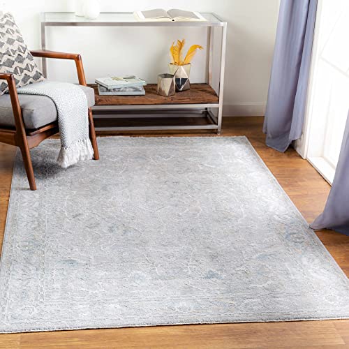 Hauteloom Claridge Living Room, Bedroom Area Rug - Medallion Floral Border Distressed Faded - Traditional Oriental Transitional Turkish - Beige, Taupe, Medium Gray, Gray, Cream - 2' x 2'11" - color: Beige, Taupe, Medium Gray / Glengarry, size: 1'11" x 2'1