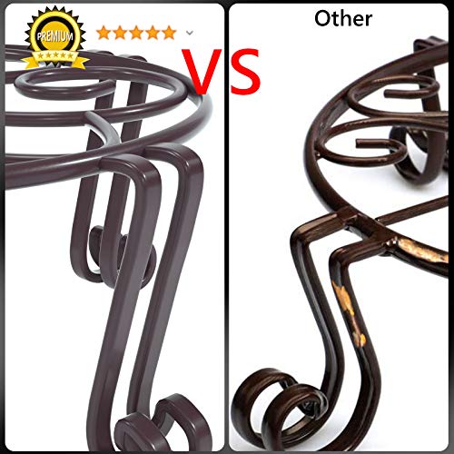 Yimobra Original Patented Plant Stand for Flower Pot Heavy Duty Potted Holder 10.2 x 4.7 Inches, Tall Indoor Outdoor Metal Rustproof Iron Garden Container Round Supports Rack for Planter Bronze/Brown - color: Brown, size: 10.2 x 4.7 Inches