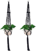 Vpang 2 Pack Colorful Cotton Macrame Plant Hanger, Outdoor Indoor Hanging Planter Basket Flower Pot Holder Boho Home Decor 40 Inch (Black)