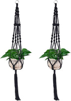 Vpang 2 Pack Colorful Cotton Macrame Plant Hanger, Outdoor Indoor Hanging Planter Basket Flower Pot Holder Boho Home Decor 40 Inch (Black)