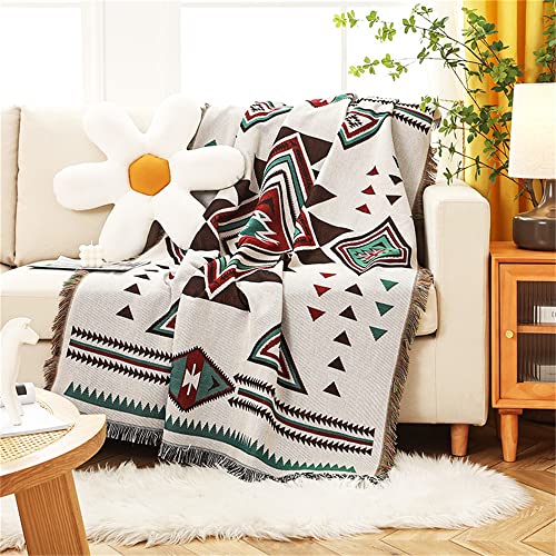 Homesy Southwestern Throw Blankets Navajo Aztec Throws and Blankets Green Multi-Function Boho Throw for Couch Chair Sofa Bed Home Outdoor Beach Car Tent Travel Camping 63"x87" - color: White, size: 63"x87"