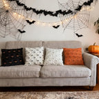 Halloween Throw Pillow Covers 18 in x 18 in, White Jacquard Plush Faux Fur Pillow Cases Embroidered Skull Couch Covers Set of 2 - color: White Skull