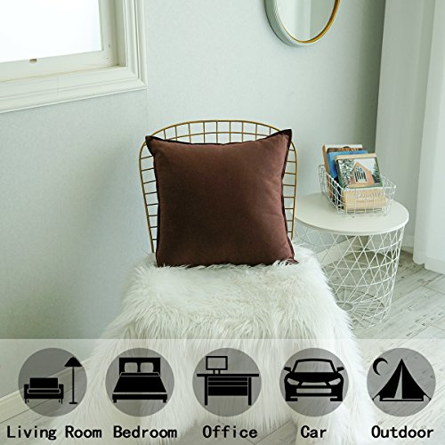 Jeanerlor Solid Cotton Linen Decoration Toss Throw Pillow Sham Cushion Case Special Pillow Cover Delicate Decorative Pillowcase for Bed/Chair/Couch, 18"x18"(45 x 45cm),2 Packs, Brown - color: Brown, size: 18" x 18" (Pack of 2)