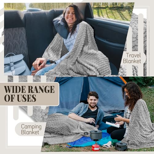 6 Pcs Flannel Throw Blanket Bulk 50 x 60 Inch, Turtle Velvet Jacquard Decorative Blankets Soft Lightweight Bed Throw for Sofa Pet Bed Party Outdoor Wedding Ideas Donation Homeless Gifts, Gray - color: Gray