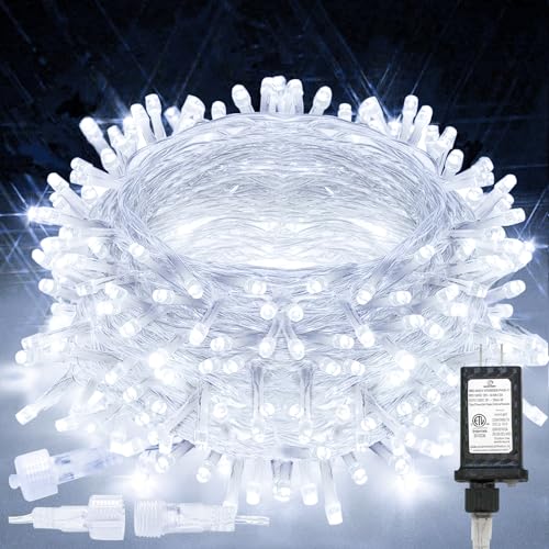 suddus 66ft 200 LED White String Lights with Timer, 12 Modes Christmas Fairy Lights Plug in, Connectable Indoor/Outdoor White Twinkle Lights for Xmas Tree, Bedroom, Garden, Wedding, Party Decorations - color: White, size: 200LED Connectable
