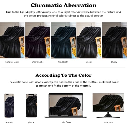 NEWCOSPLAY Super Soft King Blanket Black Premium Silky Flannel Fleece Leaves Pattern Lightweight Bed Blanket All Season Use (Black, King(90"x110")) - color: Black, size: King(90"x110")