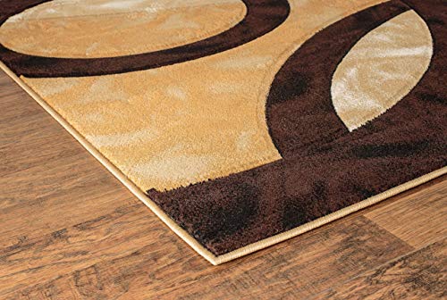 GLORY RUGS Area Rug 2x3 Brown Door Mat Modern Circles Soft Contemporary Floor Carpet Fluffy Texture for Indoor Living Dining Room and Bedroom Area - color: Brown, size: 2' x 3' (Rectangular)