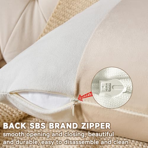 AmHoo Pack of 2 Velvet Panel Cotton Pillow Covers Decorative Pillowcase Cushion for Couch Sofa Bedroom 18 x 18-Inch Beige - color: Beige, size: 18" x 18" (Pack of 2)