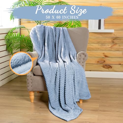 Buryeah 12 Pcs Flannel Throw Blanket Bulk 50 x 60 in Sleepover Blanket Outdoor Wedding Throw Lightweight, Oeko-tex Standard 100 Certified for Sofa Homeless Gifts (Dusty Blue) - color: Dusty Blue