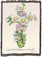 Pure Country Weavers Daisy Cross Blanket - Sympathy Bereavement Gift Tapestry Throw Woven from Cotton - Made in the USA (72x54) - color: Daisy Cross, size: 72" x 54"
