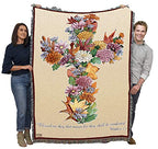 Autumn Leaves Blanket by Parker Fulton - Blessed Are Those Who Mourn - Scriptures Matthew 5:4 - Sympathy Bereavement Gift Tapestry Throw Woven from Cotton - Made in the USA (72x54) - color: Autumn Leaves, size: 72" x 54"