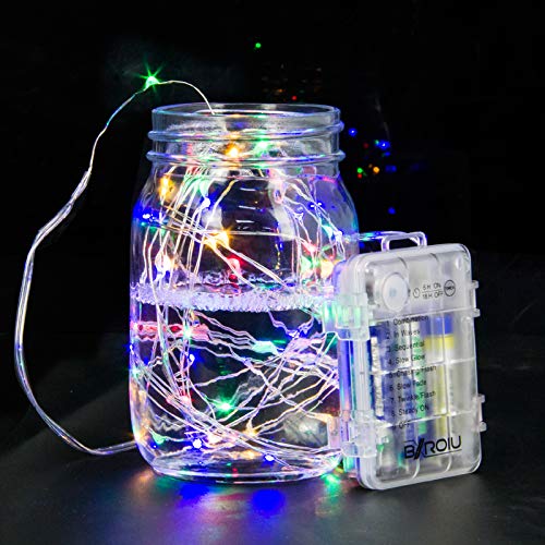 BXROIU 4 x Fairy Lights Battery Operated 8 Lighting Modes,50LEDs,16.4Ft/5 Meters Silver Wire String Lights,Timer Function,and Remote Control.for Christmas,Party,Wedding,Decorative Lighting - color: 4Pack(3AAA,not included)Multicolor