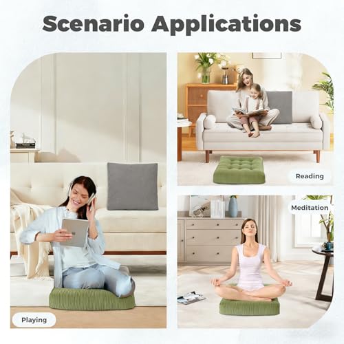 Floor Pillow 18x18 Inch Turquoise Corduroy Floor Sitting Cushions 2-Pack, Portable Handle Design, Non-Slip Chair Pads for Meditation Yoga Indoor Use - color: Turquoise
