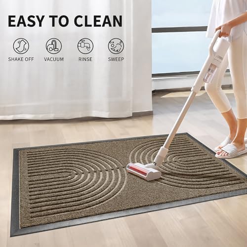 RORA Front Door Mat, Heavy Duty Door Rugs Outside Entrance,Non Slip Welcome Mats Indoor, Natural Rubber Doormat for Entryway, Patio, Garage, Porch, 29.5"x17", Brown - color: Brown, size: 29.5"×17"inch