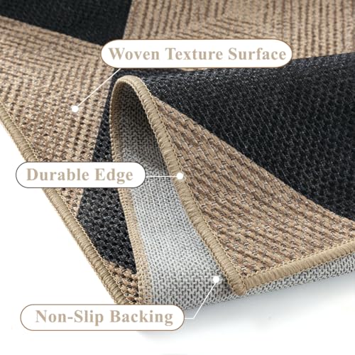PureCozy 2x3 Checkered Easy Jute Kitchen Front Doormat Non Slip Washable Neutral Area Rug Textured Diamond Non Shedding Low Pile Black Checkerboard Floor Carpet for Farmhouse Entryway Porch Doorway - color: Black Textured|checkerboard-1, size: 2' x 3' (Re